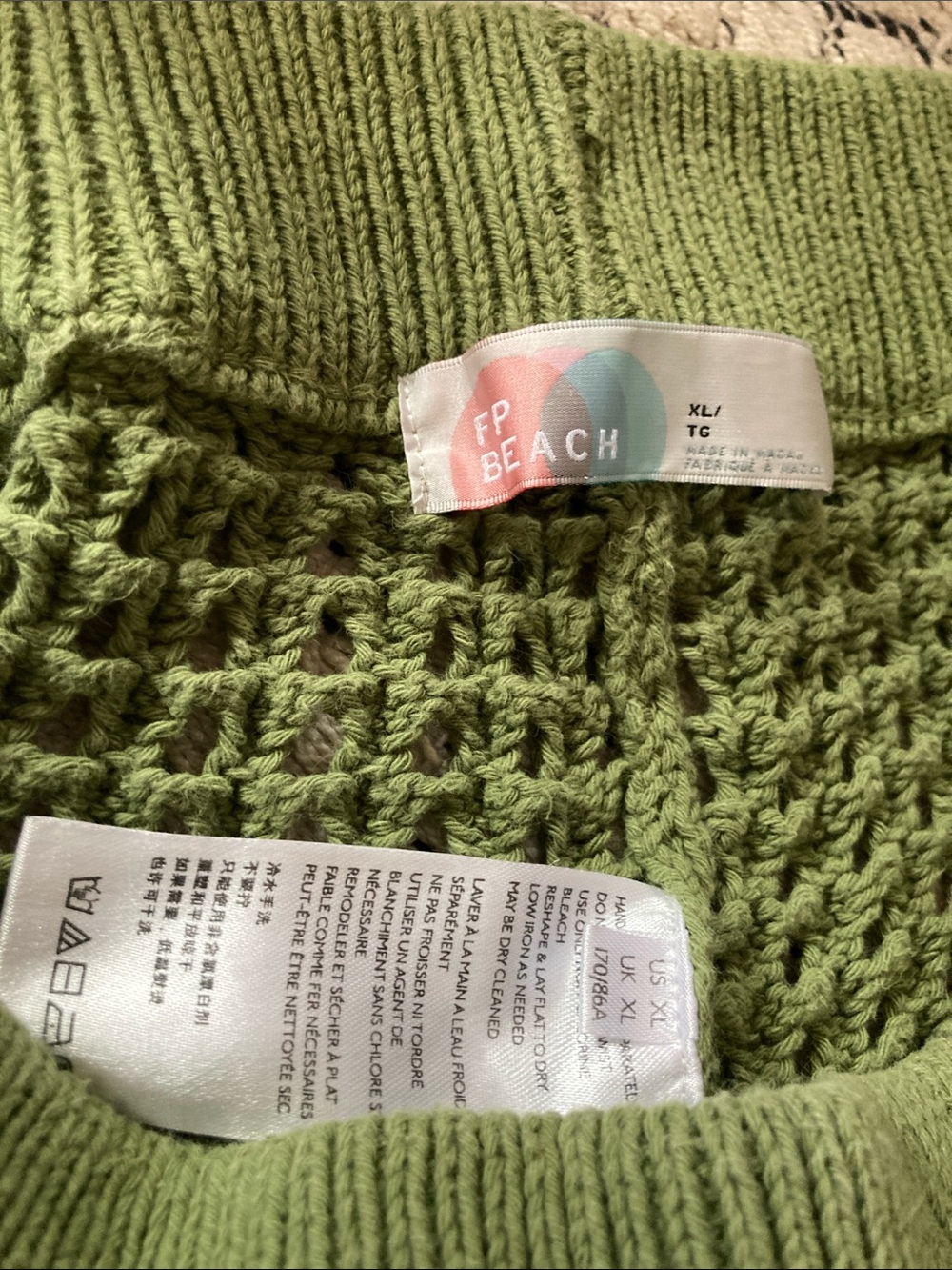 Free People Olive Green Open-Weave Sweater